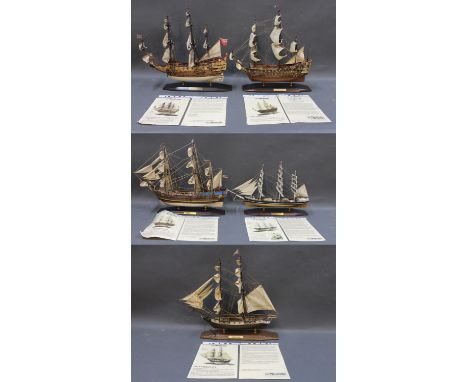 A group of 5 Nauticalia Tribute model war ships including Royal Sovereign, HMS Prince, Cutty Sark, HMS Bounty & HMS Mercury 