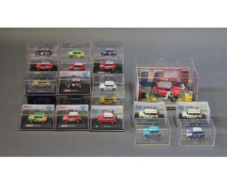 23 cased small scale models of Mini Coopers, consisting of Schuco Junior cars and Hongwell, together with a boxed Schuco Mech