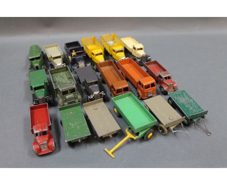 A small collection of unboxed and play worn Dinky model trucks, lorries and trailers 