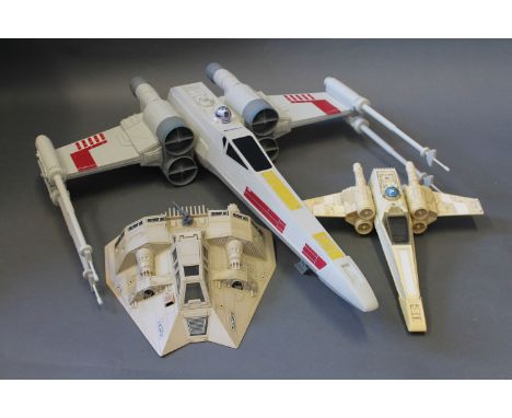 2 1980's Kenner Snowspeeder and X-Wing Fighter Star Wars models together with a Hasbro Star Wars Hero Series X-Wing Fighter