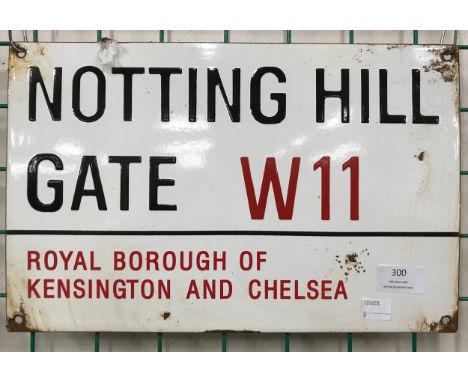 A Notting Hill Gate enamelled metal street sign 