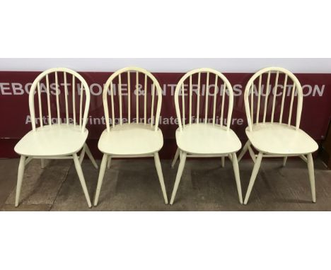 A set of four painted Ercol elm and beech Windsor chairs 
