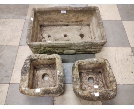 Three reconstituted stone garden planter 