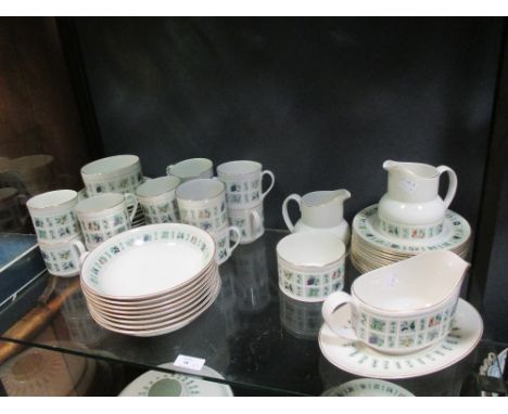 Royal Doulton Tapestry pattern dinner service for 8 settings, and a 12 piece teaset; also a Royal Worcester coffee set  