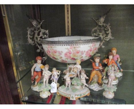 Eight ceramic figures of children and cherubs, highest one 15cm  