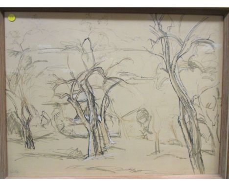 Edward Wolfe RA (1896 - 1981) 'Trees', mixed media; two pictures by Martin Bamfyield and a lithograph by Anthony Green (4)  