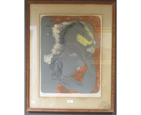 Hans Erni (Swiss, 1909-2015), Man & Horse, lithograph, numbered 14/100, signed in pencil lower right 50.5 x 38.5cm  