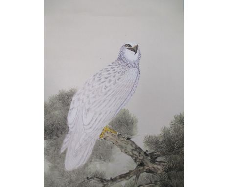 A large Chinese scroll depicting an eagle