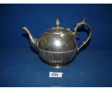 A plated Teapot with fir cone finial.
