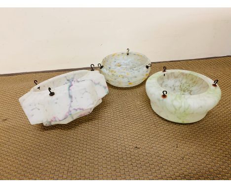 Three Art Deco 1930's splatter glass light shades 