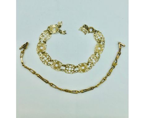 Two 9ct yellow gold bracelets AF (7g)