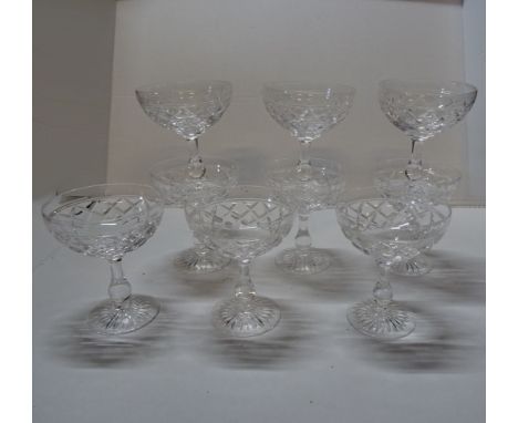 A set of nine Stuart Crystal Champagne Saucers. 