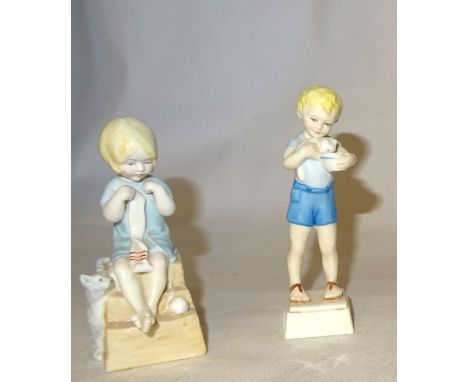 A small Royal Worcester figure modelled by F G Doughty 'Old Friends' and another 'Katie'.