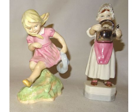 A Royal Worcester figure 'Polly put the kettle on' and another 'March'.