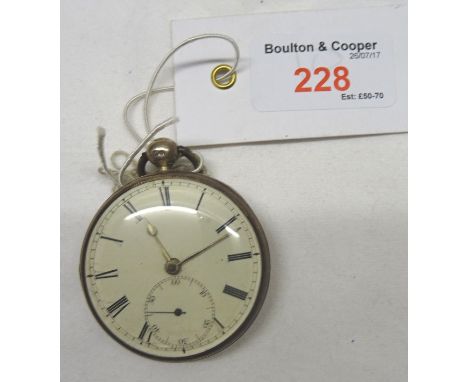 A William IV open faced, key wind, Pocket Watch with subsidiary seconds dial in engine turned silver case, London, 1831, make