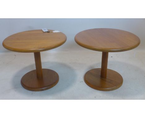 A pair of 20th century teak lamp tables, H.44 D.54cm 