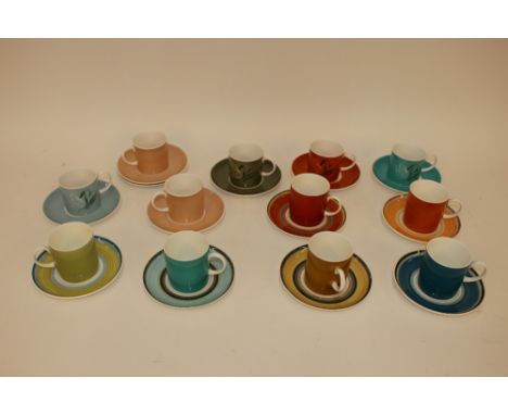 Six Wedgwood Susie Copper design coffee cans and saucers; and six Susie Cooper coffee cans and seven saucers