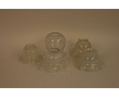 Five various Vaseline glass light shades