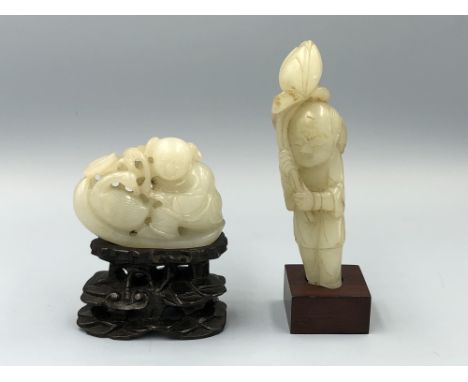 C19th Chinese jade carvings of children (2)Provenance of lots 1 to 26: Local Vendor – items have been stored in an attic sinc