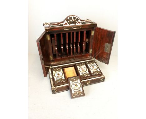 Southern European rosewood, bone &amp; brass playing card press &amp; store 