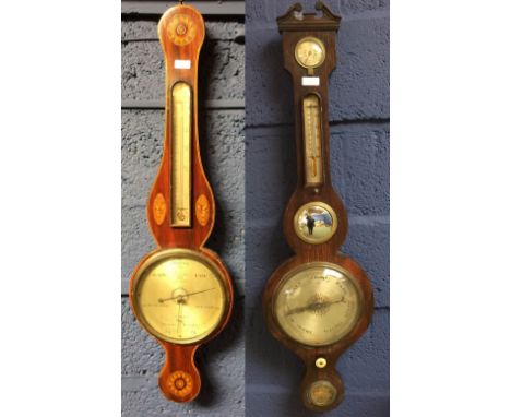Quantity of boxes - decorative, wooden, metal, cased fish knives etc &amp; C19th Mahogany banjo barometer, James Gatty High h