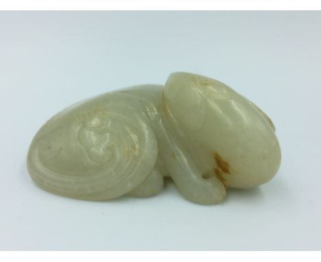 Chinese Jade carving of a recumbent Lion 7cm 