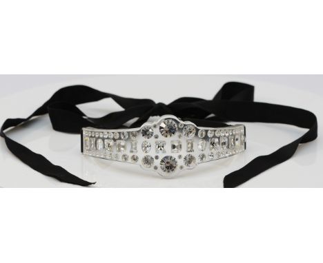 Christian Dior, an acrylic logo choker style necklace with ribbon, 37g