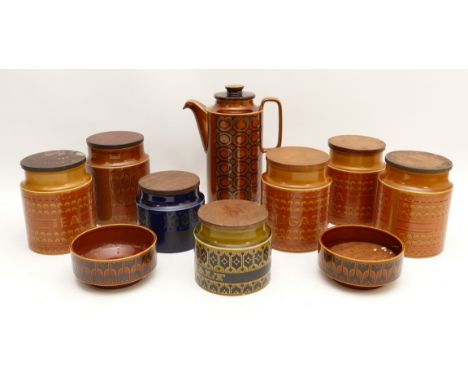 A collection of Hornsea Pottery storage jars by John Clappison to include Heirloom design, with Saffron design to include tea