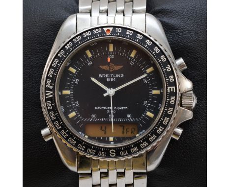 Breitling Navitimer Quartz 3100, a stainless steel quartz calendar analogue and digital chronograph alarm wristwatch, c. 1999