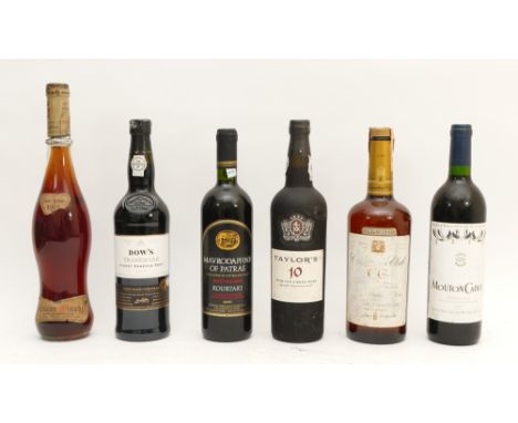 A selection of wines and spirits, to include a 1 litre bottle of Canadian Club whisky, a Dow's 75cl reserve port, a Taylor's 