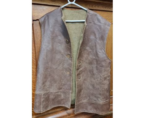 A WWII British army leather jerkin,&nbsp;size No.2 dated 1944, by Trollope &amp; Sons London Ltd.