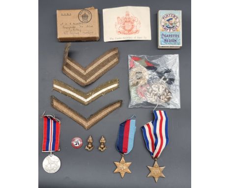 Medals: a WWII Royal Engineers ‘R’ Force group, comprising:&nbsp;France &amp; Germany Star, and War Medal, with issue slip an