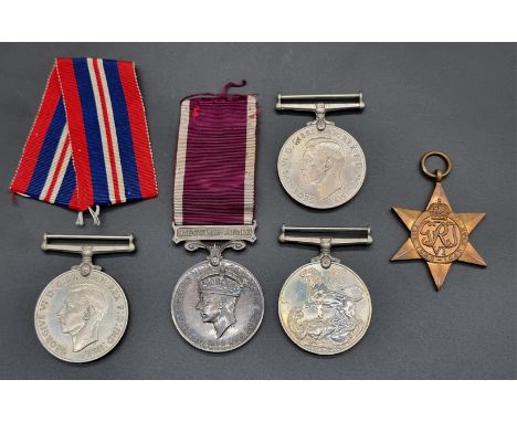 Medals: a George VI Army Long Service and Good Conduct Medal, to 3383775 Pte R F Fuller E.Lan.R; together with four other med