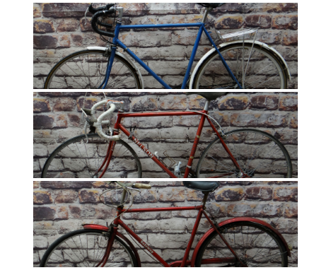 THREE TOURING BICYCLES, comprising red 21" Nelson, red 21" Elsworth Hopper and repainted blue 22" possibly Dawes bicycles (3)