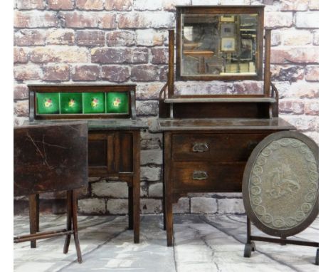 EDWARDIAN MIRRORED DRESSING CHEST and EDWARDIAN TILE-BACK WASH STAND, with black granite top (2)