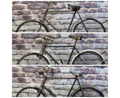 THREE VINTAGE GENTS BICYCLES, comprising black Raleigh 21"bike with dynamo front and rear lamps, black Robin Hood 24" bike an