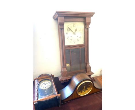 3 Vintage clocks, to include 2 mantel clocks, 1 wall clock, all untested 