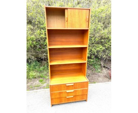 Gibbs 3 drawer 3 shelf teak bookcase measures approx 72" tall 30" wide 16" depth 