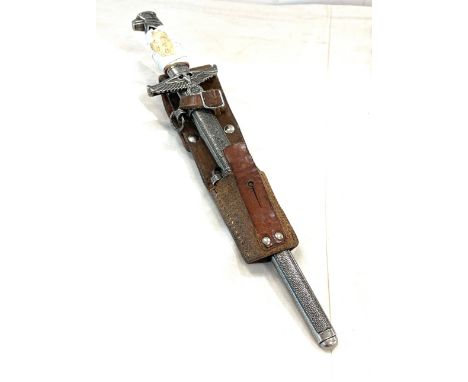 WW2 Nazi German dagger with scabbard, Holler.erlin to blade, together with leather holster 