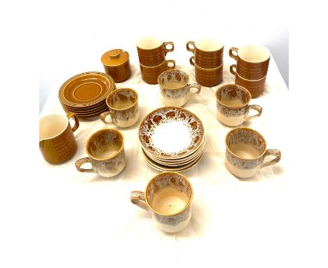 Part Hornsea 1977 saffron tea service and a part fosters potter reduth tea service 