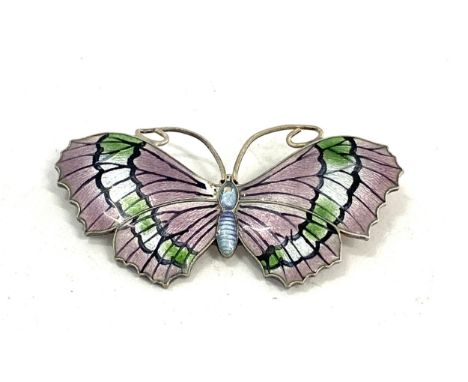 Vintage silver and enamel butterfly brooch by JA &amp; S Wingspan 5.5cm,&nbsp;This item does have slight enamel damage but ov