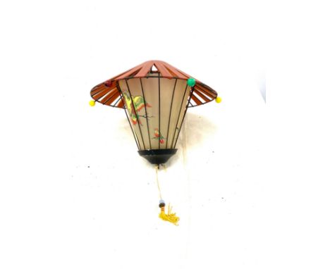 1960s hand painted lantern style light shade 