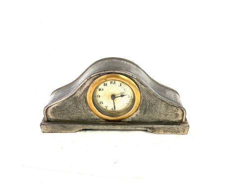 Retro pewter mantel clock, height 3.5" length 8", untested 