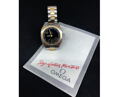 Omega - Gentleman's Seamaster 120 Polaris Quartz titanium and gold cased multifunction wristwatch, the signed black dial with