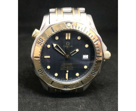Omega Seamaster, a gents stainless steel Chronometer, 300 metres/1000ft, with blue dial.
