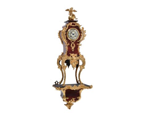 Y A French gilt metal and scarlet tortoiseshell mantel clock in Rococo style, late 19th century, with eight day bell striking