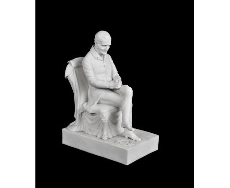 A Samuel Alcock and Co. A Parian figure of Arthur, 1st Duke of Wellington (1769-1852), circa 1852, modelled seated after Geor