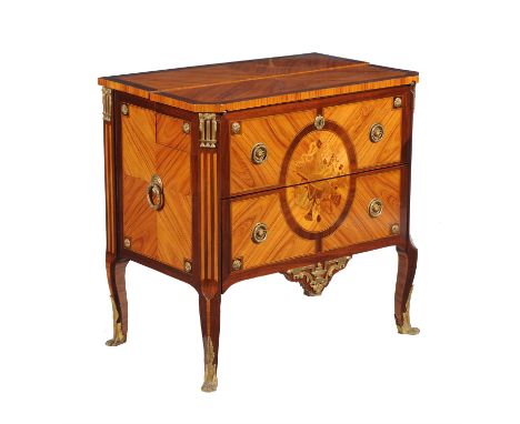 Y A French tulipwood and floral inlaid and gilt metal mounted secretaire, early 20th century, with rising mechanism above a l