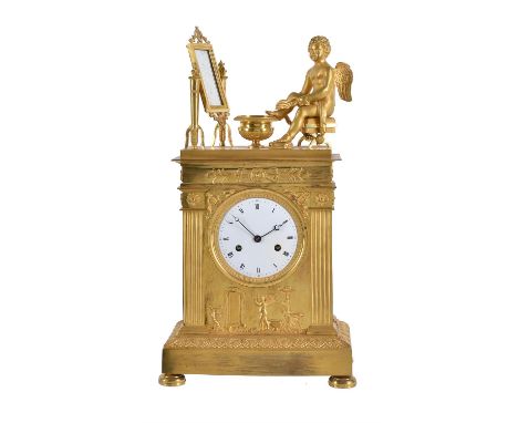 A French Empire ormolu mantel clock, early 19th century, the eight-day countwheel bell striking movement with silk pendulum s