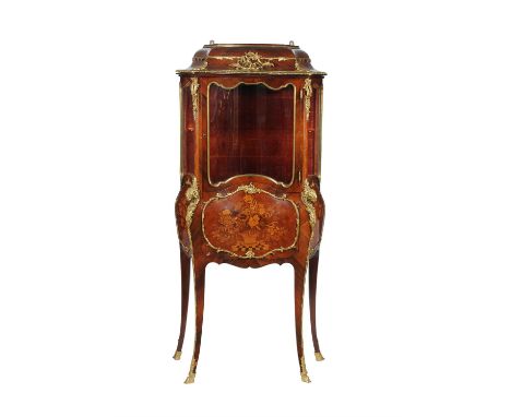 Y A French rosewood, marquetry, and gilt metal mounted secretaire display cabinet, circa 1880, of serpentine outline, with st